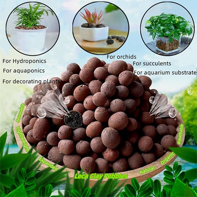 10LBS Expanded Original Clay Pebbles Hydroponics Gardening Leca Clay Grow Media for Orchids,Aquaponics, Aquarium Fish Tank Substrate,8-14mm