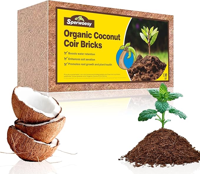 Organic Coco Coir 1.2 Lbs/0.55KG(1 Pcs) - Compressed Coco Coir Bricks with Low EC & pH Balance - Organic Coco Coir for Plants, Herbs, & Gardening - Premium Coco Coir Potting Soil Substrate