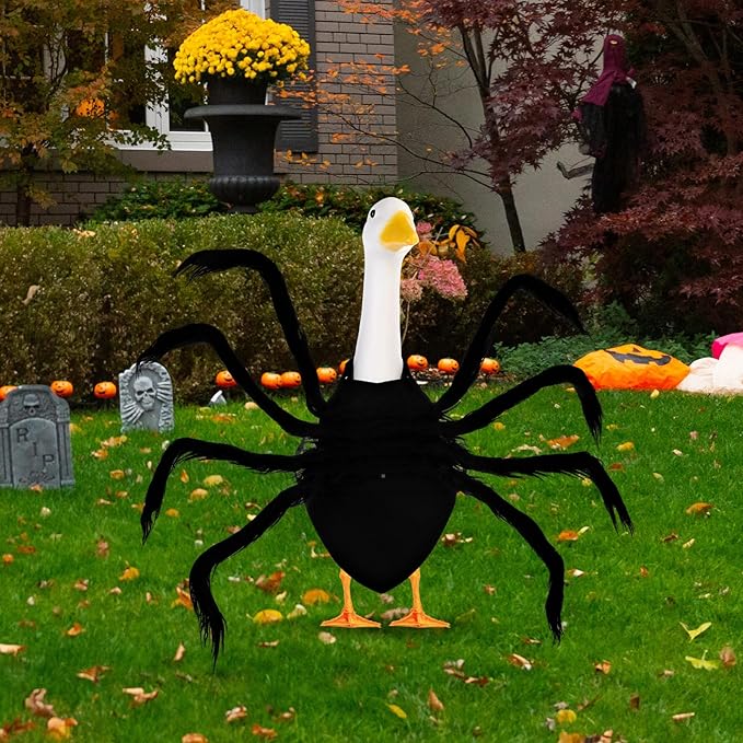 Halloween Goose Outfit Lawn Porch Goose Outfit Spider Bat Costume Plastic Goose Clothing for 23" Goose Halloween Outdoor Patio Yard Lawn Art Decoration (Spider)