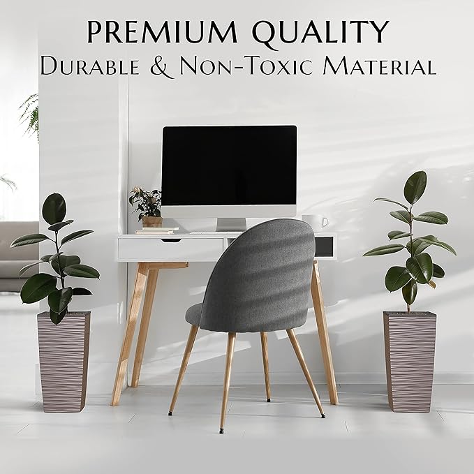 Mueller M-Resin Heavy Duty Tall Planter, Indoor/Outdoor Grande Plant, Tree, Flower Pot, 2-Piece Set, 27.5”, Modern Design, Built-in Drainage, Mocha