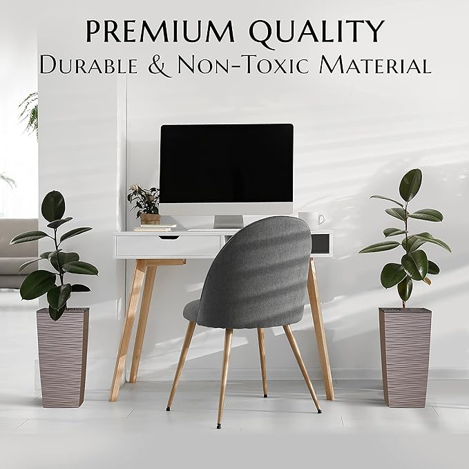 Mueller M-Resin Heavy Duty Tall Planter, Indoor/Outdoor Grande Plant, Tree, Flower Pot, 2-Piece Set, 18”, Modern Design, Built-in Drainage, Mocha