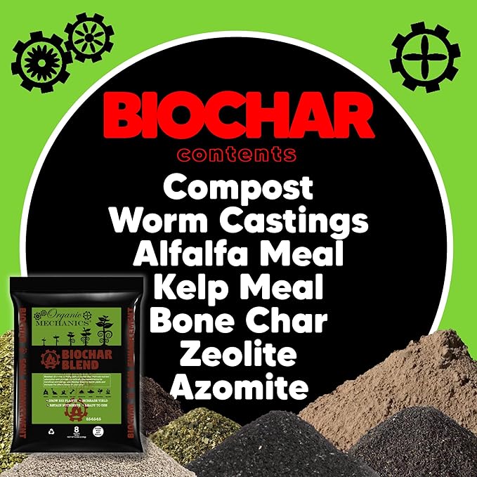 Biochar Soil Blend, 8 Quarts - Enhances Plant Growth with Bone Char, Worm Castings, and Compost for Garden Beds & Containers - Eco-Friendly & Locally Sourced