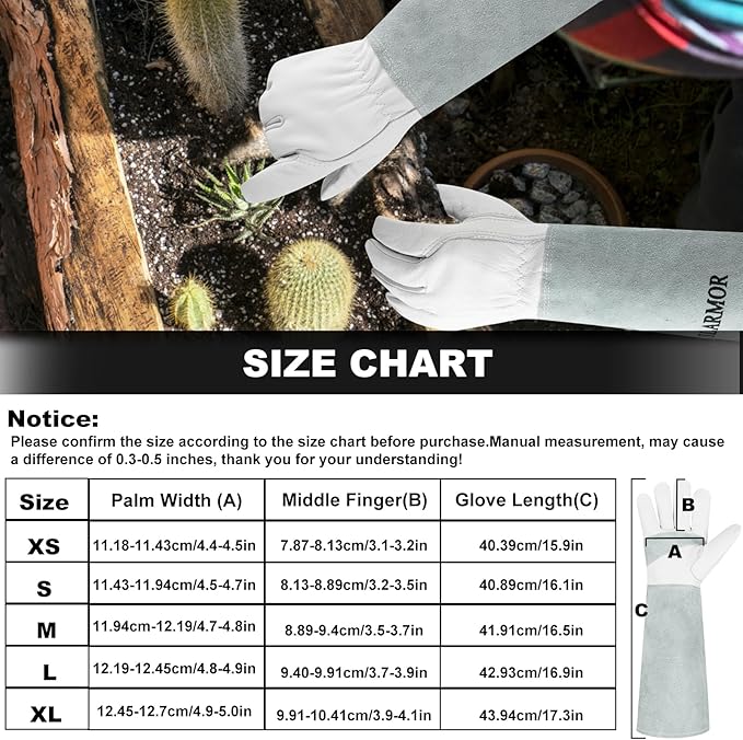 Long-Gardening-Gloves Women/Men-Thorn proof Rose Pruning Heavy Duty Gauntlet-L