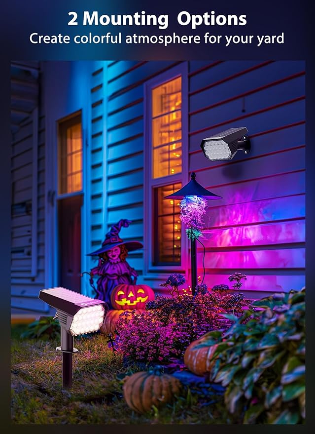 Brightown Solar Color Changing Lights Waterproof, Multicolor RGB Solar Spot Lights Outdoor with Remote Control, 3 Modes Solar Powered Outdoor Light for Yard Porch Pathway Garden, 6 Pack