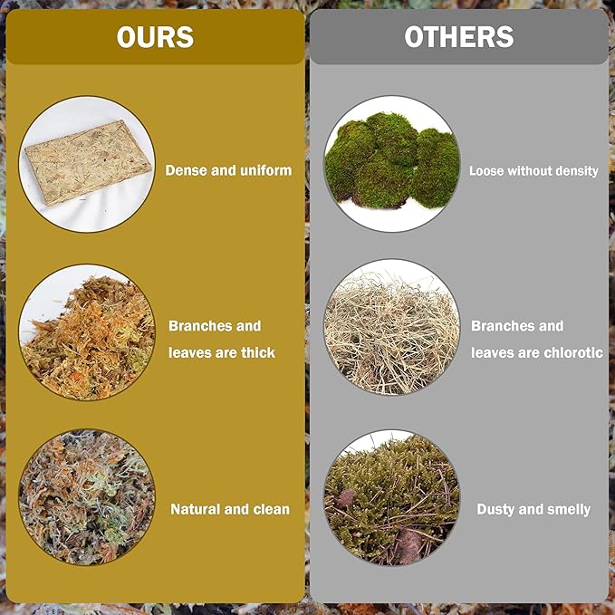 Hourleey 10.6 oz Sphagnum Moss for Plants, Premium Natural Long Fibered Dried Moss Potting, Sphagnum Peat Moss Bulk for Orchids Succulent Carnivorous Potted Plant Reptiles Medium Sarracenia