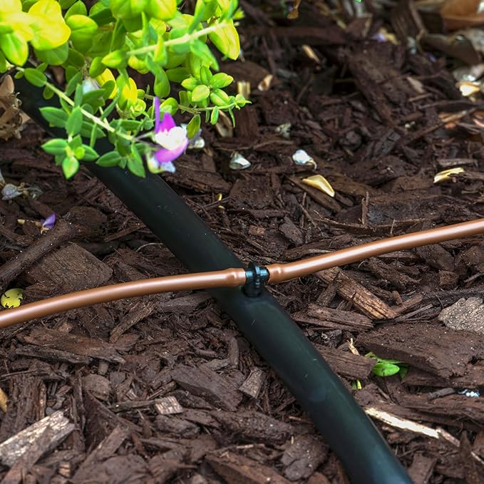 DIG ML-109B ¼” 100’ MICROLINE™ Dripline, 9” Dual Outlet Emitter Spacing, UV-Resistant Tubing for Efficient Irrigation | Ideal for Raised Beds, Gardens | Flexible, Durable, Easy Installation (Brown)