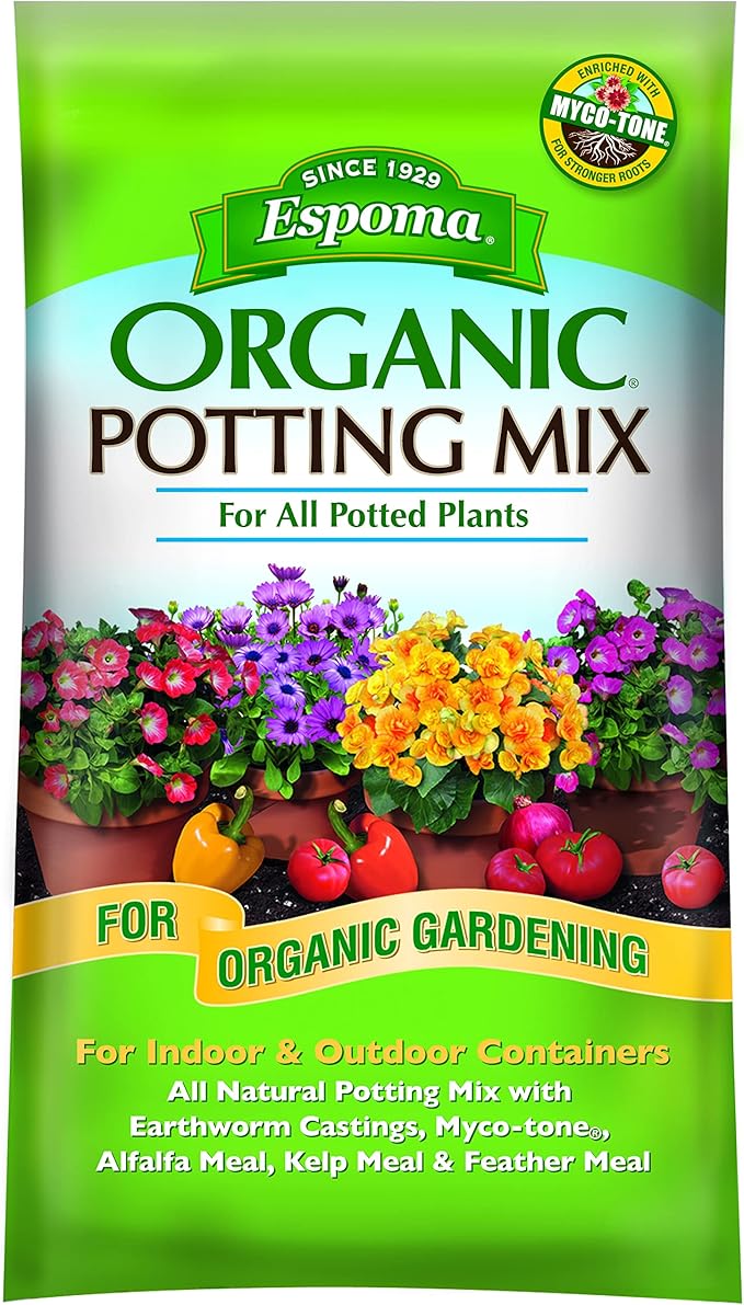 Espoma Organic Potting Soil Mix - All Natural Potting Mix For All Indoor & Outdoor Containers Including Herbs & Vegetables. For Organic Gardening, 16 qt. bag. Pack of 1