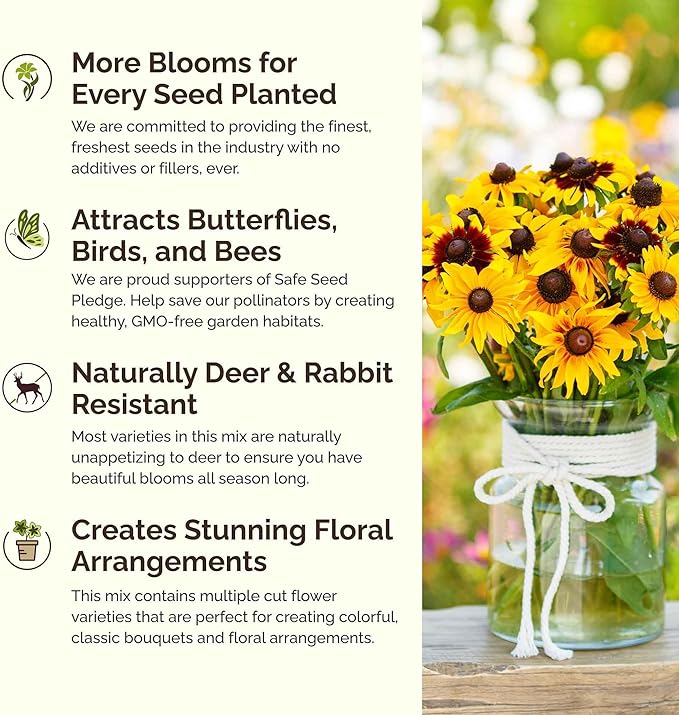 Eden Brothers Daisy Crazy Flower Mixed Seeds for Planting, 1 lb, 480,000+ Seeds with Creeping, Painted, Yellow Daisy | Attracts Pollinators, Plant in Spring or Fall, Zones 3, 4, 5, 6, 7, 8, 9, 10