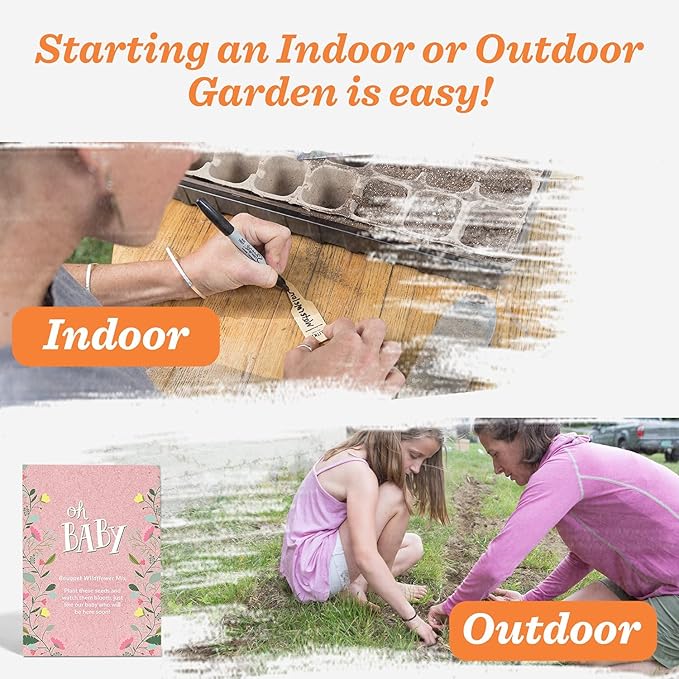 BENTLEY SEED CO. Oh Baby Flower Seeds Packets - Girl/Boy Baby Shower Favors - Pre-Filled, 25 Wildflower Seed Packs for Favor - Eco-Friendly Gift & Babys Guest Giveaways - Non-GMO Seeds - Pink Envelop