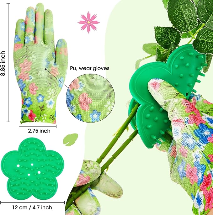 WILLBOND 10 Pcs Rose Thorn Stripper Tool Valentines Gifts Florist Supplies Rose Thorn Remover Kit Garden Remover for Flower Stripper Kit Florist Tool, Floral Gloves Tape(Green,Flower)