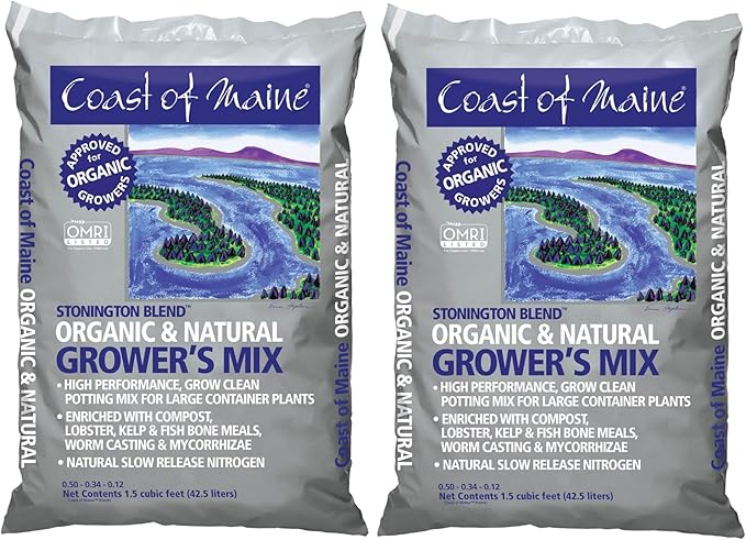 Coast of Maine Stonington Blend, 1.5 cu ft (Pack of 2) Organic and Natural Grower?s Mix for Large Container Plants