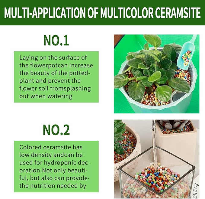 4lb LECA Clay Pebbles 6-7MM- Multicolor Clay Balls for Plants, Leca Balls for Plants, Horticultural Grade for Soil Hydroponics Aquaponics