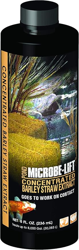 MICROBE-LIFT MLCBSE250 Concentrated Barley Straw Extract Conditioner for Ponds and Outdoor Water Garden, Safe for Live Koi Fish, Plants, and Decorations, 8 Ounces
