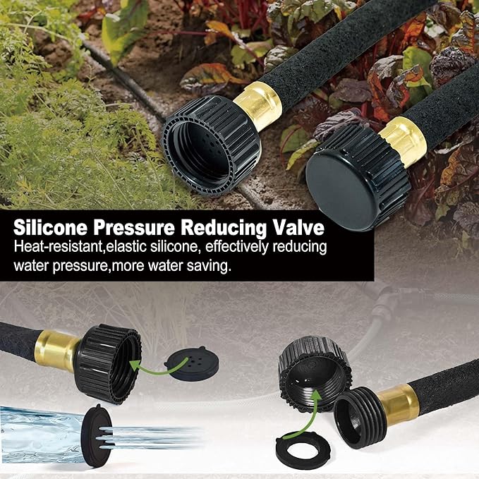 Durable Soaker Hose for Garden: 1/2" Diametere with Drip Irrigation Fittings Kit - Save 70% Water For Lawn/Flower beds/Vegetable (50FT)