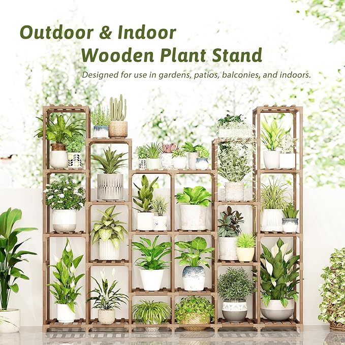 22 Tiers Plant Shelf for Plants Large Indoor Plant Stand Plant Rack Extra Large Wood Plant Stands for Hanging Plant Holder for Patio Balcony Garden