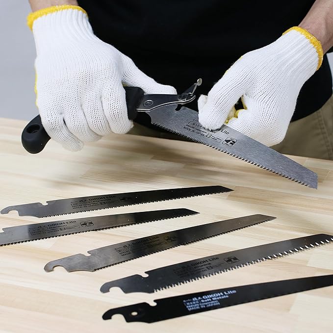 KAKURI Japanese Hand Saw [Hardwood, Plywood, Laminated Wood] 8-1/4" Japanese Pull Saw with Blade Cover, Made in JAPAN