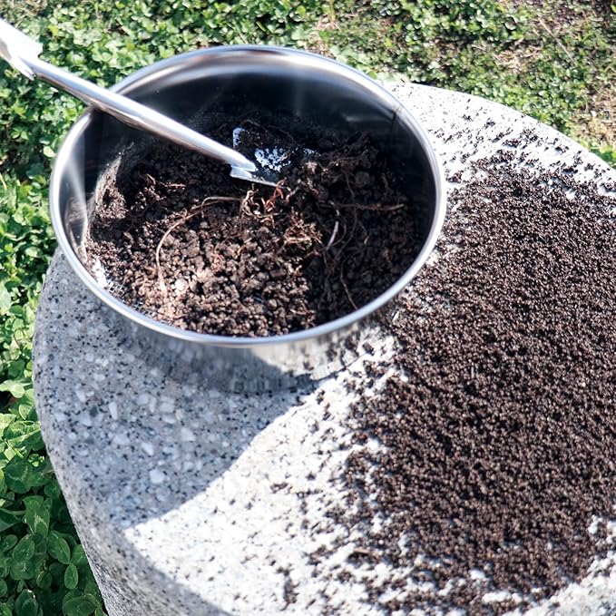 Wazakura Stainless Steel Soil Potting Set with 3PCS Soil Sieve Set and Soil Scoop, 3 Interchangeable Sieve Mesh Filter Sizes, Bonsai Gardening Tool Kit - Sieve + Scoop