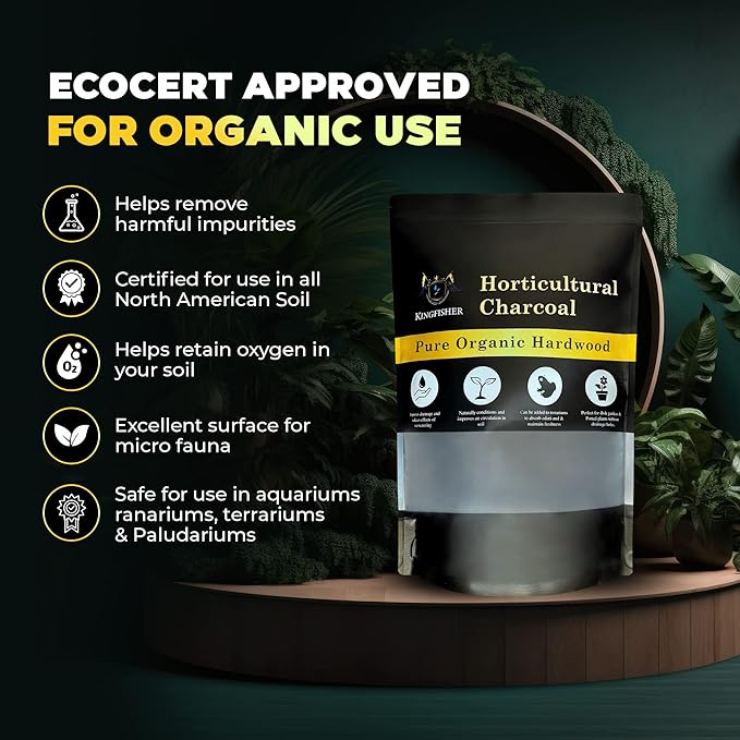 Organic Horticultural Charcoal & Terrarium Charcoal | Charcoal for Plants | Pure Hardwood Charcoal for Planting and Gardening | Organic Canadian Maple Biochar (4 QUARTS)