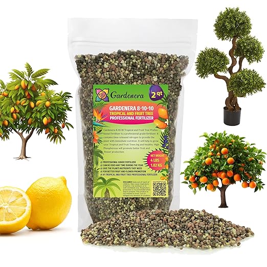 Premium 8-10-10 Fertilizer for Palm Trees, Citrus Plants and Other Tropical Plants by Gardenera - Boost Biomass and Enhance Leaf Color - 2 Quart