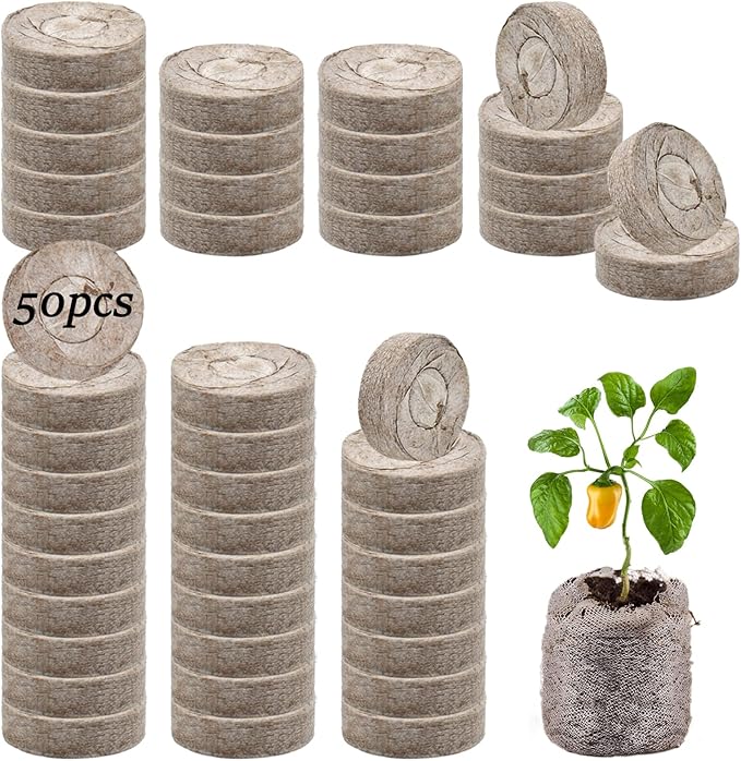 Legigo 50 Pcs 40mm Seed Starter Peat Pellets Pods for Seedlings- Compressed Seed Starting Pellets Seed Starter Pods Plugs Soil Peat Pods for Starting Seeds, Garden Planting Herb Flower Vegetables