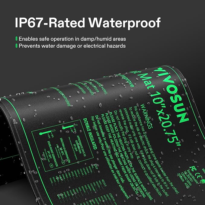 VIVOSUN 10"x 20.75" Seedling Heat Mat and Digital Thermostat Combo Set, UL & MET-Certified Warm Hydroponic Heating Pad for Germination, Indoor Gardening, Greenhouse