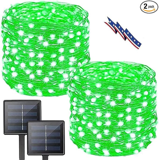 Solar String Lights Outdoor, 2-Pack 80FT 200 LED Solar Christmas Twinkle Lights Outside Waterproof Copper Wire 8 Modes Solar Fairy Lights for Garden Tree Christmas Party Birthday Decoration (Green)