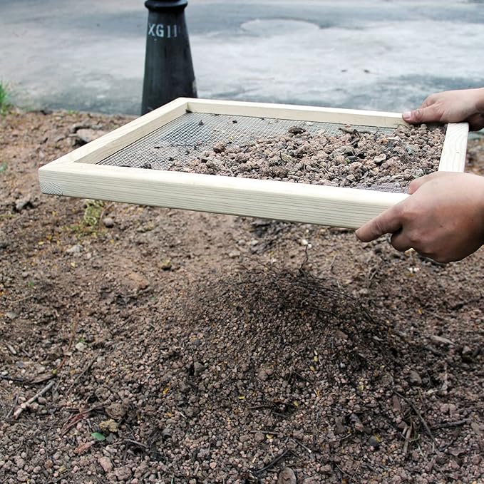 CTSC Soil Sifter for Garden, Compost Sifter, Garden Sieve, Wood Dirt Sifter, Rock Sifter with Stainless Steel Welded Wire Mesh(1/4")