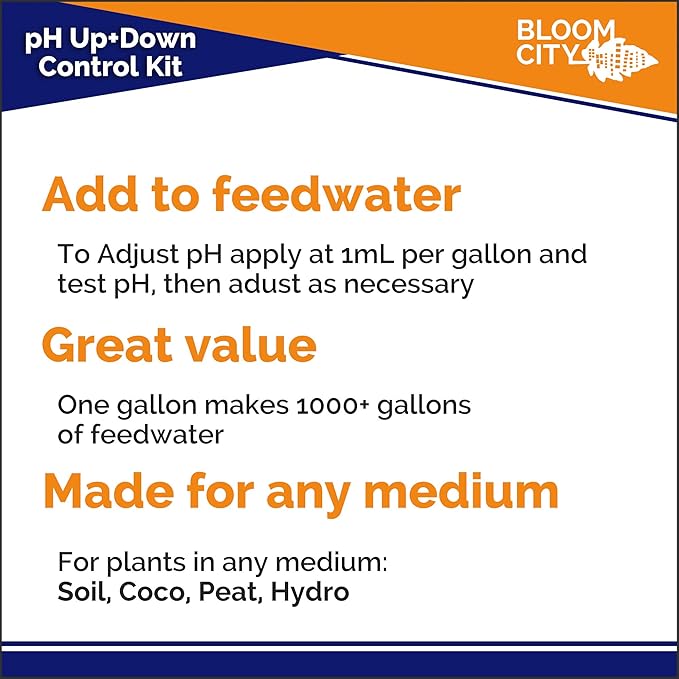 Bloom City Professional pH Up + Down Control Kit for Optimal Nutrient Uptake (Two 1/2 Pint Bottles) 16 Total oz