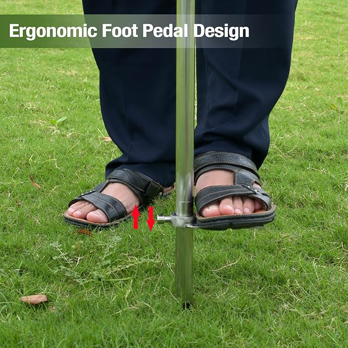 Soil Probe 35 Inch with 2 Bags, Straight Soil Sample Probe for Lawn House Plants, T-Handle Soil Sampler Probe Rod with Pedal, Stainless Steel Soil Test Kits Tool for Soil Sampling