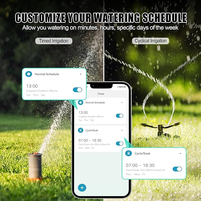 WiFi Hose Timer Brass Inlet & Outlet, Smart Sprinkler Timer with WiFi Hub, WiFi Water Timer for Garden Hose, APP & Voice Control, Smart Hose Faucet Timer for Lawns Yard Work with Alexa & Google Home