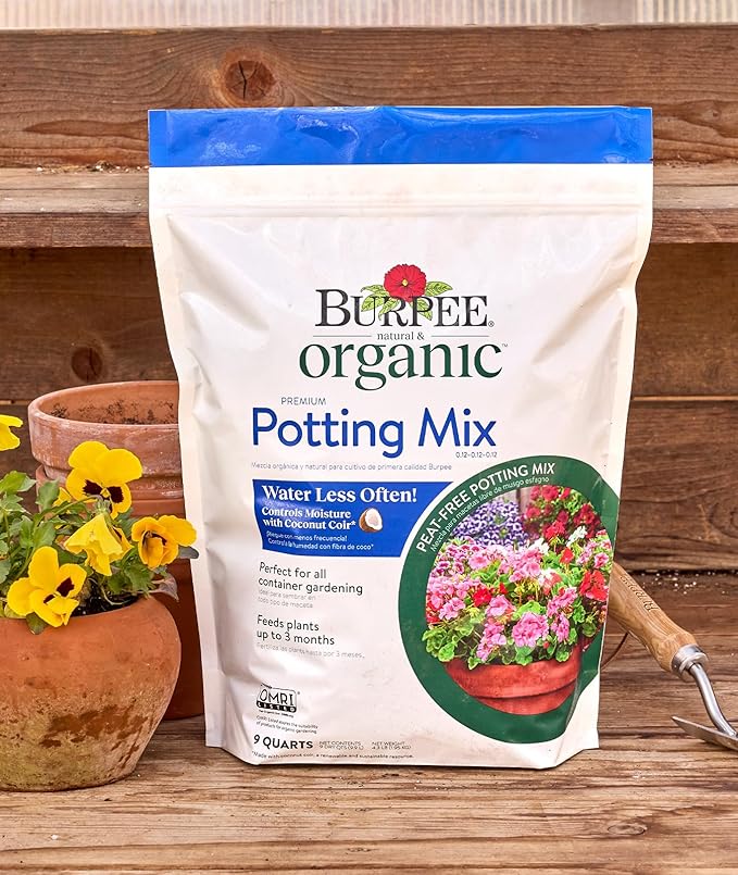 Burpee, 9 Quarts | Premium Organic Potting Natural Soil Mix Food Ideal for Container Garden-Vegetable, Flower & Herb Use for Indoor Outdoor Plant