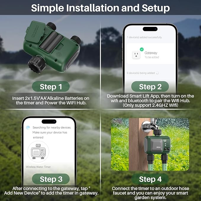 Smart Sprinkler Timer 2 Zone with Gateway, XinFuture WiFi Water Timer with Rain Delay, Manual& Automatic Watering System for Garden Hose Faucet, App& Voice Control, Outdoor Hose Timer for Yards Lawns