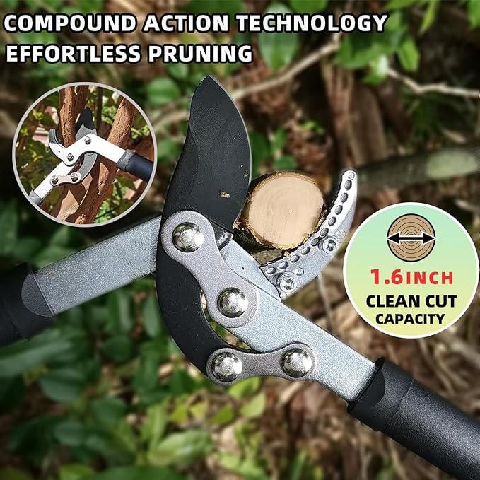 Lopper Heavy Duty Branch Cutter Tree Clippers with Compound Action, Chops Thick Branch Ease, Garden Loppers Pruning, 18 Inch Tree Trimmer with 1.6” Clean Cut Capacity (18 Inch)