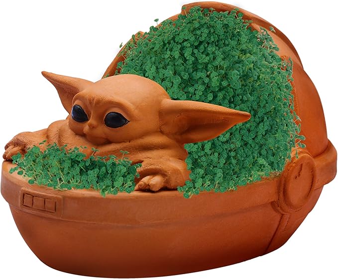 Amazon Exclusive Star Wars The Child Chia Pet Floating Edition with Stand, “aka Baby Yoda” with Seed Packet, Decorative Pottery Planter, Easy to Do and Fun to Grow