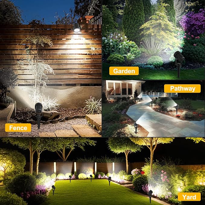 T-SUNUS Solar Spot Lights Outdoor IP65 Waterproof White 6000K 2-in-1 Landscape Spotlights, 9.8ft Cable Separate Panel Auto Dusk to Dawn Dimmable for Flag Yard Garden Patio Driveway Pathway Garage