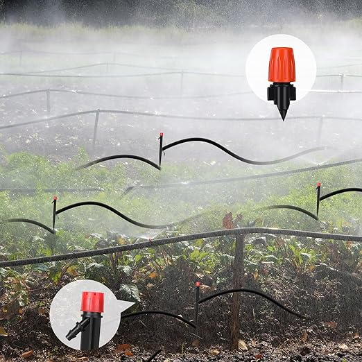 Sasylvia 656 Ft Drip Irrigation Kit 1/4'' Irrigation System Tubing Distribution Hose Greenhouse Garden Watering Misting Drip Kit Automatic Irrigation Equipment for Yard Lawn Patio