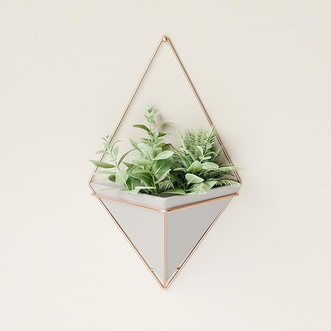 Umbra Trigg Hanging Planter Vase Wall Decor, Pot and Container for Succulents, Cactus, Faux Plants, and More, Large, Grey/Copper