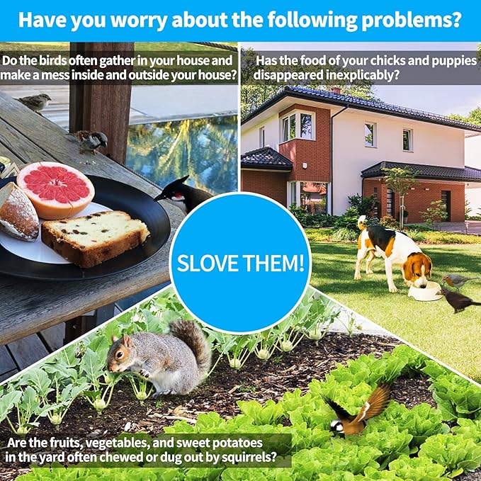 Owl Decoys to Scare Birds & Squirrels Away, 360 Rotating Head, Plastic Garden Owls for Indoor/Outdoor Use