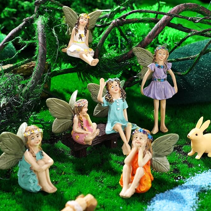 Roowest 19 Pcs Garden Accessories Garden Fairies Kit Miniatures Bunny Squirrel Owl Animals Cute Tiny Mushroom Mini Pond Bridge Figurine Miniature Micro Landscape Ornaments for DIY Home