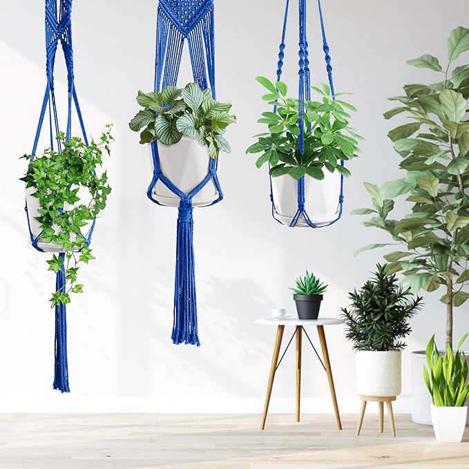 Macrame Plant Hangers, 6Pack Hanging Planters for Indoor Plants w/ 6 Set Hangers Kit Handmade Macromay Plant Hangers Indoor Flower Pots Holder Stand for Boho Home Décor (POTS NOT Included)