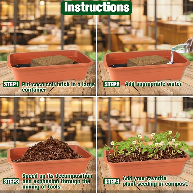 ZeeDix 4 Pcs Premium Coco Coir Brick- 100% Organic Compressed Coconut Coir Starting Mix, Coco Coir Fiber with Low EC and PH Balance for Gardening, Potting Soil, Herbs