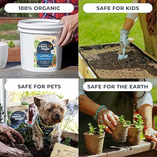 Organic Plant Magic - Truly Organic™ Fast-Acting Soluble Plant Food: All-Purpose Fertilizer Concentrate for All Flower Vegetable Herb Fruit Tree Shrub Container Garden & House Plants [20 lb Bucket]