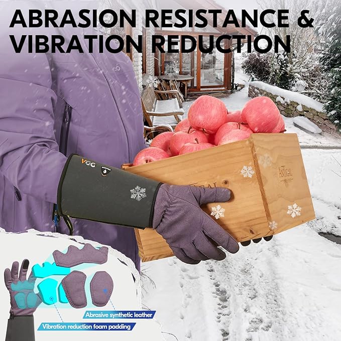 Vgo... Winter Warm Safety Work Gloves Women, Extended Pig Split Leather Cuff,Synthetic Leather, Rose Pruning Thorn Proof,Gardening(Size M,Purple,SL6592FLWP)