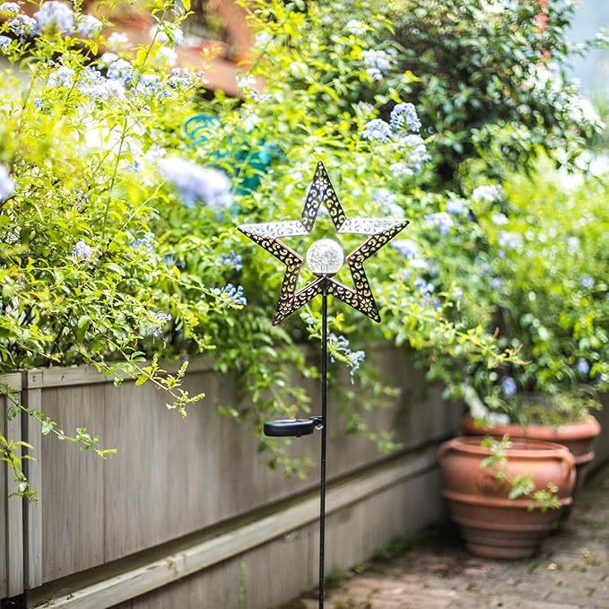 TAKE ME Star Solar Lights Garden Outdoor Decor Waterproof Metal Solar Stakes Lights for Patio Yard Walkway Lawn Patio Mothers Day Garden Gifts Mom Wife Grandma