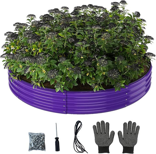 Galvanized Metal Planter Round Raised Garden Bed Kit for Gardening Outdoor，3x3x1ft Planter Grow Garden Box Raised Flower Bed，Round Galvanized Planter Outdoor Large Metal Fire Pit Ring