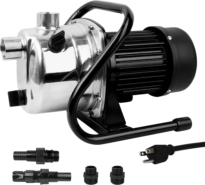 BACOENG 1 HP Water Transfer Pump Garden Pump, 850GPH Lawn Sprinkler Booster Pump, Lake Pump for Irrigation and Water Draining, w/Check Valve & 3/4" Garden Hose Adapter