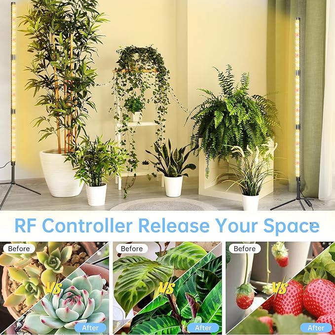 Grow Lights for Indoor Plants,32W 10 Adjustable Spectral Levels,162 LEDs Detachable Full Spectrum Plant Lights,9.8" liftable Tripod Floor Stand Plant Growing Lamp with 3/6/12H Time