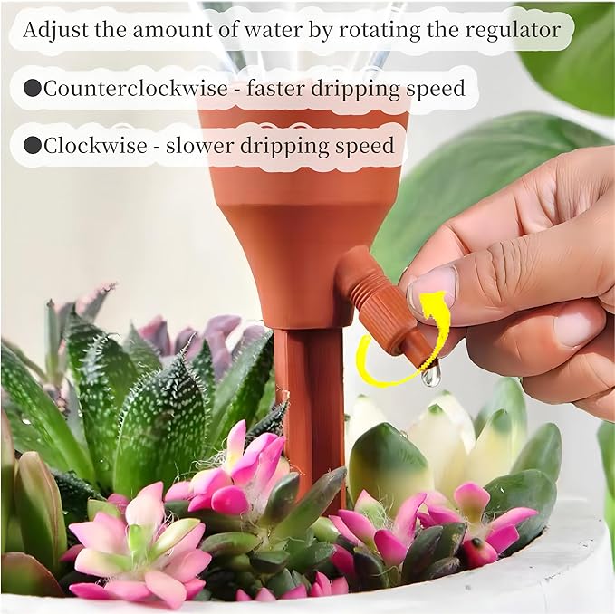 5Pcs Self Watering Planter Insert for Plant,Automatic Plant Watering Devices with Adjustable Drip Valve Switch for Garden Self Watering Spikes for Indoor Outdoor Potted Plants(Red)-SATONBEYI