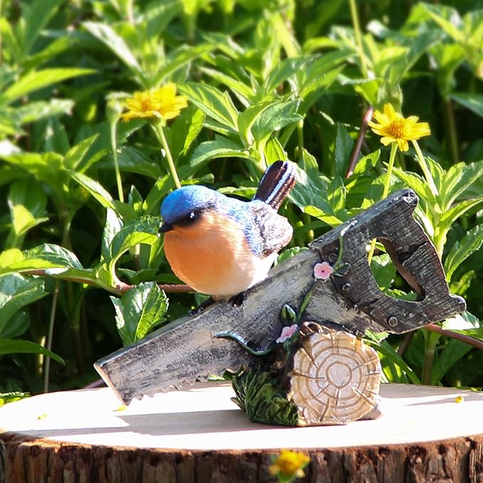 Bird Statue for Garden Decorations,Animal Blue Bird Figurines for Indoor Outdoor Backyard Yard Porch Patio Lawn Outside Home Shelf Decor,Garden Sculptures & Statues,Bird Lover