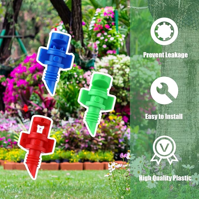 300 Pcs Misting Nozzle Sprayer 90/180/360 Degree Atomizing Micro Sprinklers Drip Ring Irrigation Emitters Sprinkler Nozzle Refraction Drip Emitters for Garden Agriculture Lawn